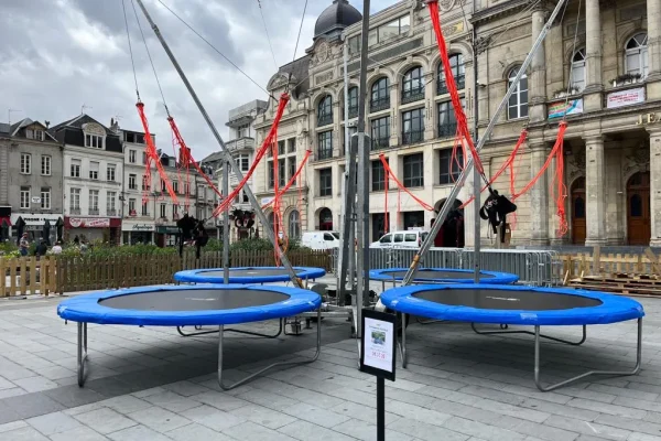 trampolines grimpes trampoline elastique 2 pistes professionnel